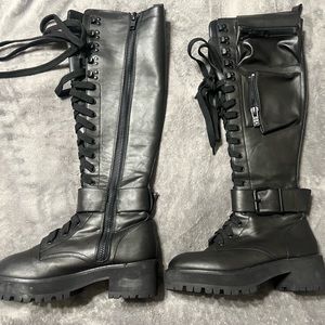 Dolls Kill Black Leather Biker Style Boots